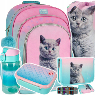 Starpak viackomorový školský batoh Odtiene modrej, Odtiene ružovej, Odtiene zelenej, Multicolor 23 l + 4 ďalšie produkty
